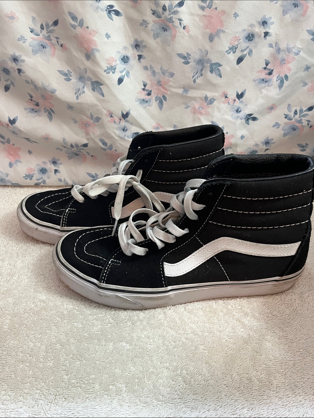 Vans Kids Black and White High-Top Skate Sneakers